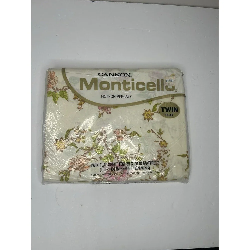 Vintage Cannon Monticello Twin Flat Sheet